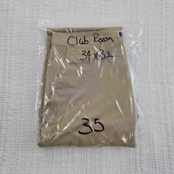 Club Room Men's Size 34x32 4-Way Stretch Chino Golf Pant Khaki Relaxed Straight - Picture 14 of 14